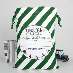 High King <strong>Gift</strong> Santa Sack Cotton Canvas Durable Eco Friendly <strong>Christmas</strong> Bags 50x70cm Drawstring <strong>Christmas</strong> Decoration - Product Image 1