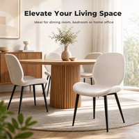 Chaise de salle à manger en lin blanc ivoire, hauteur réglable, pieds en tube de fer épais, base croisée renforcée, mobilier moderne pour restaurant et maison