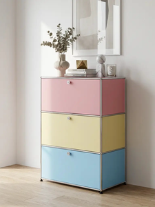 Vintage-style Modern Minimalist Living Room Stainless Steel Modular <b>Storage</b> <b>Sideboard</b> Shelving Unit Home Furniture - Product Image 4