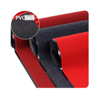 Tapis en rouleau à double nervure en polyester aiguilleté avec base antidérapante et absorbante en caoutchouc, couleur gris foncé