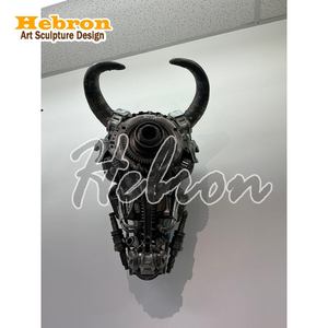 Escultura de Gran Tamaño para Decoración de Paredes, Hecha de Fibra de Vidrio con Forma de Cuerno de Toro y Metal Reciclado, para Paredes de Clubes, Suministro de Fábrica - Product Image 3