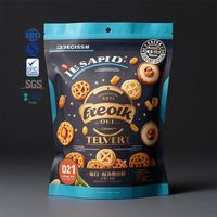 Sachet refermable personnalisé imprimé en héliogravure, résistant à l'humidité, en feuille d'aluminium, pour emballage de snacks, aliments pour animaux, biscuits, sushis, chewing-gums, à fond plat