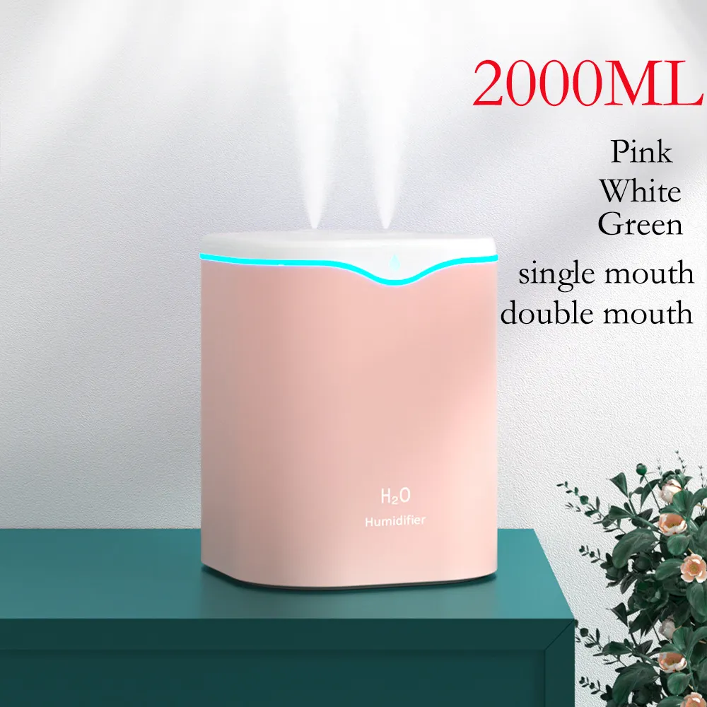 Umidificatore d'aria 2000ML olio essenziale ultrasuoni diffusore aromaterapia grande volume singolo spray/doppio spray