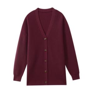 Cardigan in Lana 100% <span class=keywords><strong>da</strong></span> <span class=keywords><strong>Donna</strong></span> con Scollo a V, Polsini a Costine, Bottoni Frontali e Dettagli a Contrasto, OEM ODM - Product Image 2