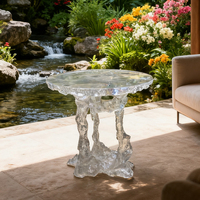 Table basse circulaire personnalisable en résine transparente au design contemporain et antique pour restaurant commercial - Écologique et durable