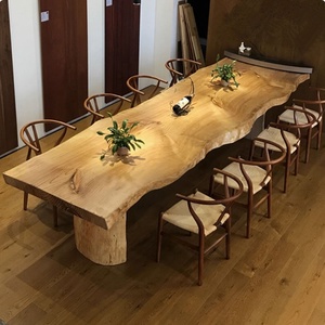 Moderno semplice tavolo da pranzo in legno massello e sedia con bordi irregolari unici mobili <span class=keywords><strong>ristorante</strong></span> - Product Image 1