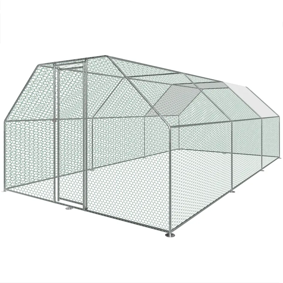 Cage de poulet en forme de T 3x6x2m pour poulailler pour volaille chien lapin poule Cage stylo porte en métal avec couvercle