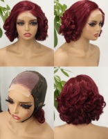 Perruques Courtes Pixie Cut Ombré 1BT4 pour Femmes Noires, Perruques en Cheveux Humains avec Fermeture Frontale en Dentelle Transparente 4x4, Couleur Brune Bouclée Ondulée