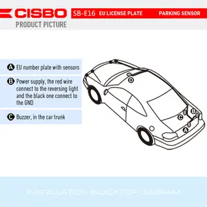 European License Plate Frame With 3 Parking Sensors And 1 Buzzer