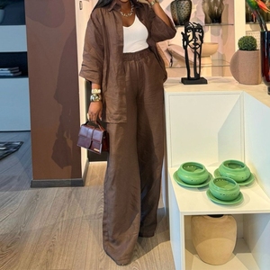 Summer Casual Three-quarter Sleeve Shirt <b>Pants</b> African Women's 2-piece Set Fashion - Product Image 5