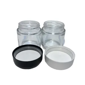 3OZ Clear Child Resistant Round Base Glass Jars With Smell Proof Glass Bottles