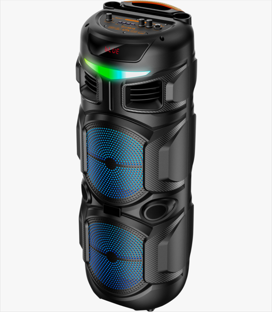 Dual 8 Inch With LED Circle Light Big Power Heavy Bass Dj Audio Speaker Rechargeable Wireless Party Box Speaker Factory Directly