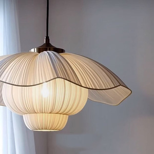 Lámpara Colgante de Tela con Diseño Floral, E27 LED, Redonda, para Restaurante o Dormitorio - Product Image 4