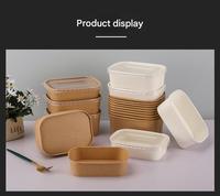Conteneur alimentaire biodégradable personnalisé pour restaurant, boîte à lunch jetable en papier kraft classique avec couvercle anti-graisse