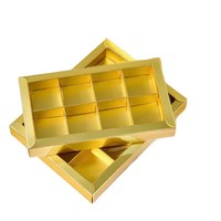 Nouvelle boîte cadeau en chocolat, emballage DIY, boîte cadeau pour bonbons 2/4/6/8/12 pièces, base dorée transparente, boîte vide en carton blanc