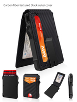 Portefeuille bifold en PU anti-RFID, fin, texturé fibre de carbone, porte-cartes, pince à billets, fenêtre transparente pour carte d'identité