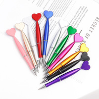 Pulpen Logo Custom yang Dapat Disesuaikan, Plastik Baru Laris Manis dengan Hiasan Hati Besar di Ujungnya untuk Hadiah Valentine bagi Pelajar