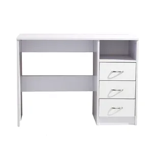 All White Computer Triangle Shape Bedroom Tables Corner Desk with Drawers