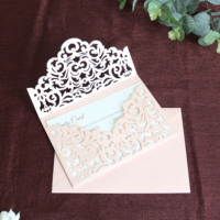 Ensemble d'invitations de mariage en dentelle rose découpées au laser, avec insert scintillant et carte RSVP pour mariage et fête de fiançailles