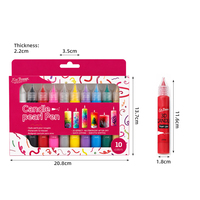 Stylos à perles 3D Xin Bowen 10 couleurs 20 ml avec pointe de précision de 1 mm pour l'art des bougies DIY détaillées, peinture résistante au soleil