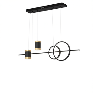 Lampadario Geometrico Botmx con Paralume Cilindrico in Metallo Nero, Lampada a Sospensione per Isola Cucina, LED E27 3500K Luce Calda - Product Image 1