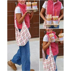 Gilet en polaire Sherpa rayé pour femme FOXA, col montant, sans manches, fermeture éclair intégrale, poche avant, vêtements d'automne - Product Image 5