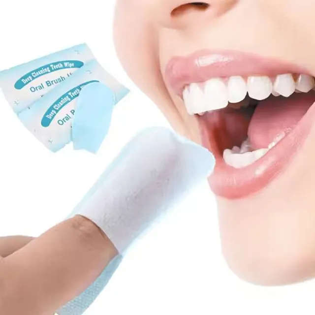 2024 Hot Selling Easy Use Oral Brush Up Clean Teeth Wipes Teeth Cleaning Wipes Dental Finger Wipes