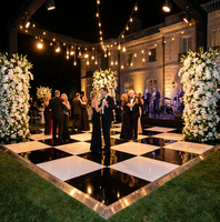 Plancher de danse professionnel moderne de luxe noir et blanc à carreaux, surface HPL, installation facile, portable pour mariage et fête