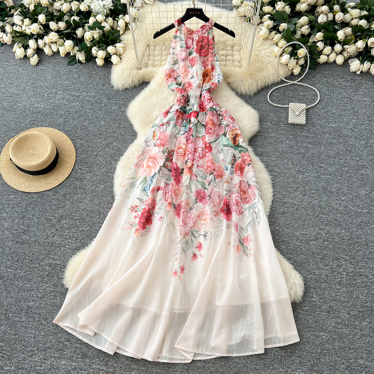 Spring Roman Halter Tunic Bandage Casual Midi Dress For Women Sleeveless  Empire Printed Lace Dress| Alibaba.com