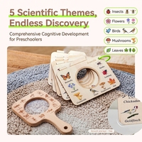 Jouet éducatif d'extérieur en bois très populaire : loupe cognitive pour bébé et ensemble de livres en bois pour l'exploration de la nature des enfants