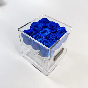 عيد الأم واضح وسيت صندوق زهور أمي صندوق الورود من الاكرليك 9 ثقوب
