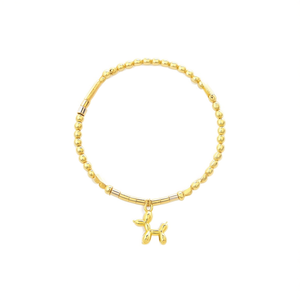 <b>Beaded</b> <b>Bracelet</b> 316L Stainless Steel PVD <b>Gold</b> Plating Balloon Dog Charm Fashion Jewelry - Product Image 2