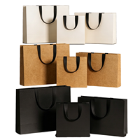 Sac en papier kraft recyclable, biodégradable, durable, multicolores, avec poignées en ruban satiné, écologique, luxe, pour les achats, les cadeaux et la promotion