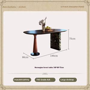 Ensemble de table et de chaises de salle à manger ovales en bois massif moderne pour petit appartement, salon, meubles de maison - Product Image 6