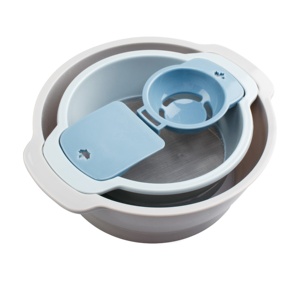 4 pcs de cocina para hornear 304 herramientas de plástico de acero inoxidable manual de mano Harina de malla de tamiz - Product Image 1