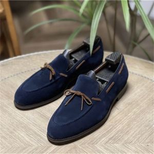 Mocassins rétro britanniques pour hommes à bout carré, lacets, patchwork, semelle extérieure en caoutchouc, doublure en cuir véritable, légers, respirants, antidérapants - Product Image 1