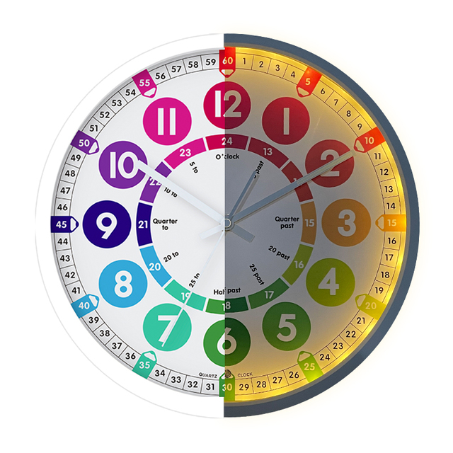 New Design Sound Control Wall Clock With Led Light Night Bed Clocks Luminous Children's Teaching Clock Educational