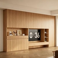 Meuble TV mural LED moderne, console en bois blanc minimaliste, support d'affichage pour salon