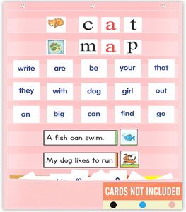 Tableau de poche rose pour la salle de classe, pour l'apprentissage de l'alphabet, mur de mots, calendrier, emploi du temps quotidien, bandes de phrases, affichage d'autocollants - Product Image 1