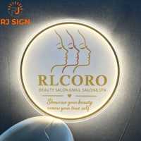 Enseignes néon LED circulaires en acrylique sur mesure ; Designs décoratifs personnalisés en acrylique 3D pour salons de coiffure et barbiers