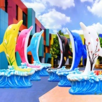 Sculptures de dauphins en fibre de verre sur mesure et statues d'animaux marins pour la décoration de parcs à thème animalier
