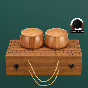 गो गेम सेट उच्च गुणवत्ता वाले गो बोर्ड उपहार बॉक्स मेलमाइन पत्थरों और कटोरे सेट फोल्डेबल लकड़ी के बांस बोर्ड - Product Image 2