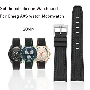 Vente chaude 20mm Bracelet De Montre En Fibre De Carbone Grain En Caoutchouc De Silicone Bracelet De Montre Compatible avec pour Omeg S-watch <span class=keywords><strong>Moonwatch</strong></span> - Product Image 3