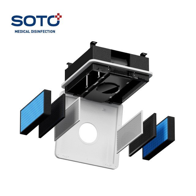 SOTO XD Ceiling Mounted Air Purifier HEPA Filter UV Lamp Medical Air Purifier Air Quality Display UV Sterilizer for Hospital