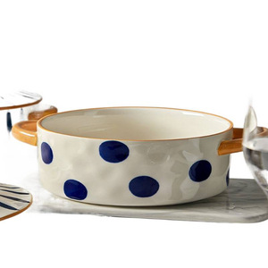Bol à soupe et nouilles en porcelaine XUANHUI à double anse, design nordique minimaliste, à pois, grand format, pour la maison, nouvelle collection 2026 - Product Image 5