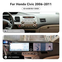 ZWNAV Pantalla LCD Dual de 12.3 Pulgadas para Honda Civic 2006-2011, Reproductor Multimedia con Reproductor de CD, Conexión USB, Navegación GPS
