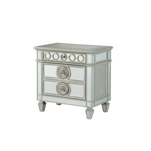 <b>Mirrored</b> Nightstand With Drawers And Decorative Knobs For Bedroom Use - Product Image 1