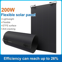Panneau Solaire Flexible Sans Cadre 200W Anti-Fissuration à Cellules HPBC ETFE Entièrement Noir, Prise en Charge OEM, Expédition Rapide, En Stock pour Balcon, Camping-car, Bateau