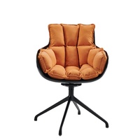 Chaise de salle à manger d'intérieur en cuir doux de conception nordique avec coussin détachable, fauteuil de canapé de luxe pivotant en velours