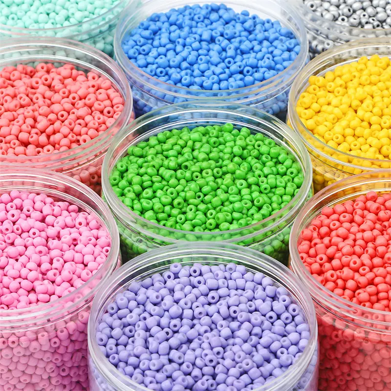 Vente en gros de perles de riz en verre colorées de 2mm 3mm 4mm Bracelet à bricoler soi-même perles de riz en verre perles de rocaille pour ensemble de fabrication de bijoux